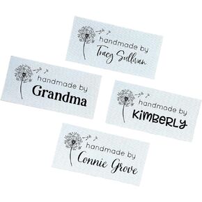 1"x2" Custom Cotton Fabric Tags, Set of 40 – Sew On or Iron On | Personalized Sewing Labels – Ideal for Quilters, Knitters, and Crafters – Machine Washable - Dandelion Wish