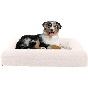PETMAKER Orthopedic Pet Bed - 33in Medium Dog Bed with Supportive Bolster, Nonslip Bottom, and Removable Washable Cover - Memory Foam Puppy Bed for Medium Dogs - Dog Products (Cream)