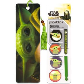 Star Wars Office and School Supplies - Mandalorian Bookmarks Bundle of 6 Pc Baby Yoda Page Clips and 1 Bookmark | Star Wars Office Accessories - Styles May Vary