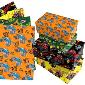 littkeef cliaet Monster Truck Wrapping Paper Set - 12 Sheets Monster Truck Gift Wrapping Paper 4 Design Monster Truck Wrapping Paper for Monster Truck Themed Party Decorations 20'' x 27''