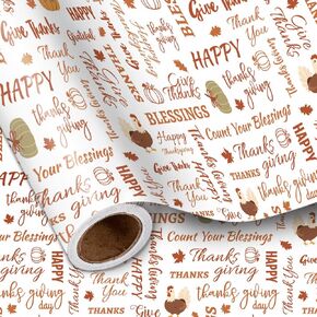 LeZakaa Autumn Deer Pine Fern Wrapping Paper Roll, Deers, Pines, Ferns, Autumn Themed, for Fall Decorations, Harvest Season, Thanksgiving, Mini Roll, 17 inches x 16.4 Feet (23.2 sq.ft.)