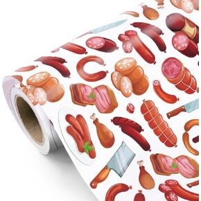 WRAPAHOLIC Meat Wrapping Paper - Mini Roll - 17 Inch x 16.5 Feet - Different Meat Funny Wrapping Paper Perfect for Men Women Chef Present, Birthday, Wedding
