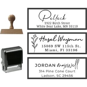 Customized Return Address Stamp, Self-Inking or Wood Handle with Your Name and Address Custom Wedding Stamp, Realtor Style, Mailing Design, Rubber Stamper
