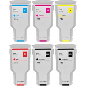 746 Ink Compatible for HP 746 Ink Cartridge 300-ML P2V78A P2V79A P2V80A P2V81A P2V82A P2V83A for HP DesignJet Z6 & Z9+ Large Format Printer Ink 6 Pack