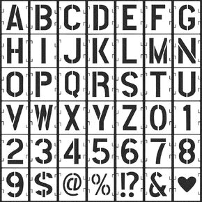 4 Inch Letter Stencils Symbol Numbers Craft Stencils, 42 Pcs Reusable Plastic Alphabet Art Craft Templates Interlocking Stencils Kit for Painting on Wall, Wood, Glass, Fabric, Rock (4 Inch)