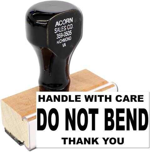 Wood Handle Handle with Care, Do Not Bend, Thank You Rubber Stamp - 1.5" x 3" - Shipping and Return Shipping - Essential Shipping Stamp for Toy Store Operators and Small Businesses in Saudi Arabia