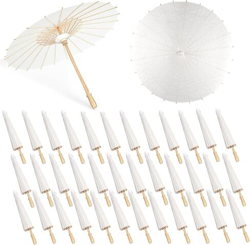 4/9/18/36 Pack 33 Inch White Paper Umbrellas Vintage Chinese Japanese Parasol Oiled DIY Painting Craft Decorative Umbrellas for Weddings Photography Bridal Showers Party Decor in Saudi Arabia