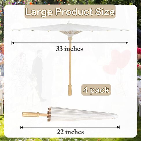 4/9/18/36 Pack 33 Inch White Paper Umbrellas Vintage Chinese Japanese Parasol Oiled DIY Painting Craft Decorative Umbrellas for Weddings Photography Bridal Showers Party Decor in Saudi Arabia