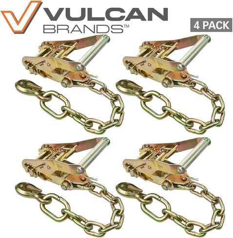 VULCAN Ratchet Buckle - 2 Inch Wide Handle with Chain Tail - 4 Pack - 3,300 Pound Safe Working Load in Saudi Arabia