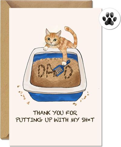 بطاقات أبي Cat مضحكة مع مظروف وملصق ، بطاقة عيد الأب اللطيفة من Cat Pets Son ، هدايا لمحبي القط ، شكرًا لك على وضعك مع (4 "× 6") in Kuwait