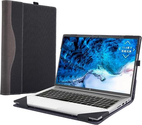 Laptop Case Cover for 15.6" Hp ProBook 450 G10 G9 G8 2023-2021 / ProBook 455 G10 G8 G9 [Do Check Model] Notebook Sleeve Computer Bag Protective PU Leather Shell (Black) in Saudi Arabia