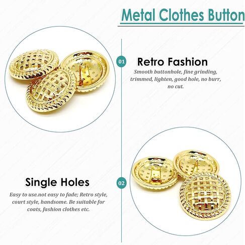 10pcs 25mm/1inch أزرار خياطة الشبكة المعدنية الجولة المعدنية لزر السترة المحددة لـ DIY Craft (1#، Silver) in Saudi Arabia