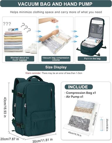 VGCUB Large Travel Backpack with Vacuum System Carry on Personal Item Storage Compression Seal Bags for Clothing with Pump Work Business Vacpack Airback Laptop Backpack for Women Men Dark Purple in Saudi Arabia