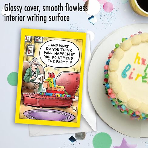 NobleWorks - 1 Funny Birthday Card Cartoons - Hilarious Comic Humor, Notecard with Envelope - Pinata Therapy C9325BDG in Saudi Arabia