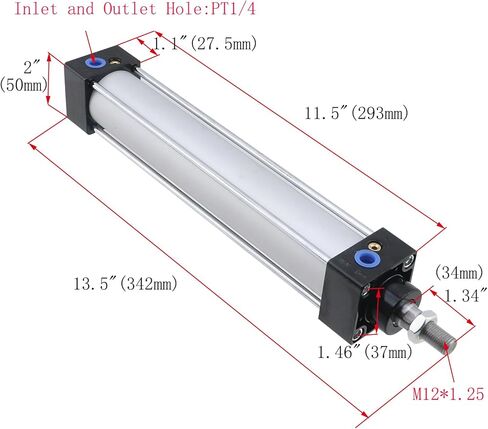 Antrader Air Cylinder SC 50 X 200 Bore: 2 inch Stroke: 8 inch Screwed Piston Rod Dual Action,SC Standard 50 x 200 Air Cylinder Bore 50mm Stroke 200mm,Aluminum Pneumatic Cylinder in Kuwait