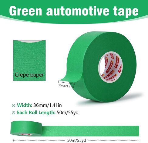 4 Pack Automotive Masking Tape 1.41In×55Yd Green Masking Tape Heat Resistant Painters Tape for Car Paint Body Masking Edge Repair in Saudi Arabia
