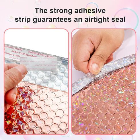 30 Pack Holographic Bubble Mailers,Waterproof Self Sealing Poly Padded Envelope,Metallic Mailing Envelopes Bubble Padded,Cushion Envelopes for Shipping Mailing Packing,11 x 7 Inch,Rose Gold in Kuwait