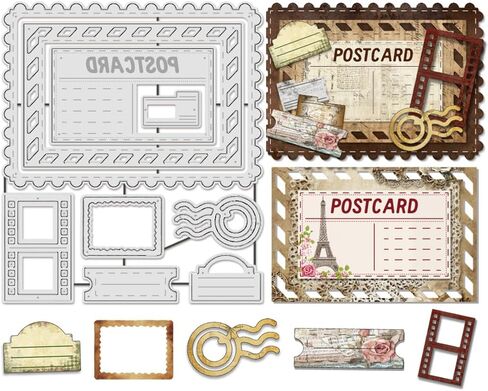 UNICRAFTALE 9Pcs Postcard Frame Cutting Dies Stencils Stamp Theme Carbon Steel Embossing Template Border Background Metal Die Cuts for DIY Card Making Scrapbooking Photo Album Paper Card Decor in Saudi Arabia