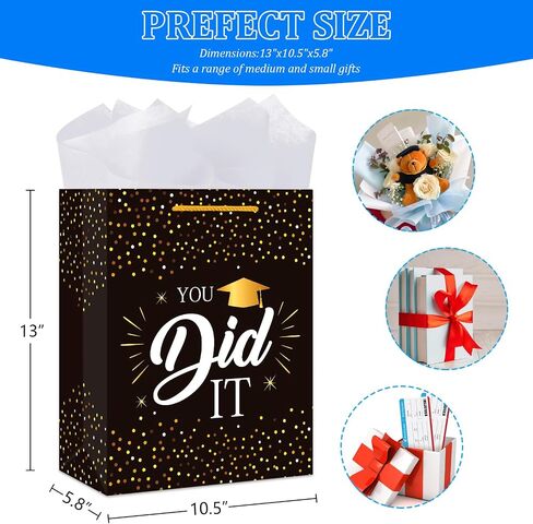 BIZIBAFF Graduation Gift Bag 2025-13" Large Gift Bags with Tissue Paper You Did It Gift Bag for High School College Graduates Class of 2025 Graduation Party Favor Bags in Saudi Arabia