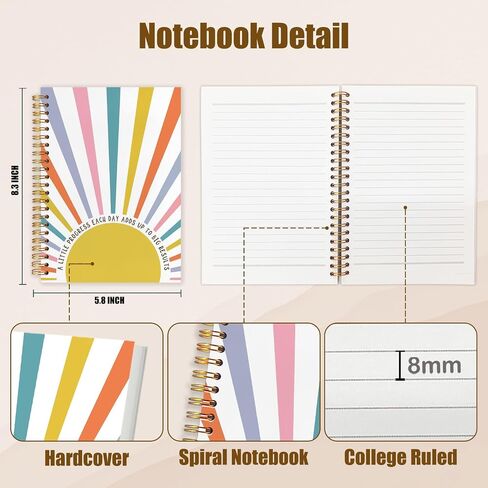 Boho Sunshine Inspirational Notebook ، مجلة اقتباس تحفيزي ، Colorful A A Little Progress كل يوم تأكيد إيجابي Journal Notebook Dourn in Kuwait