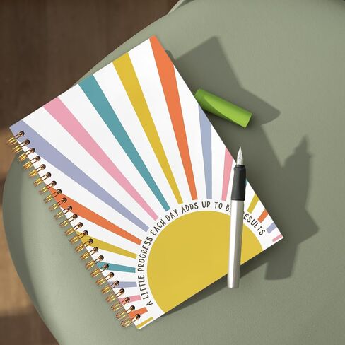 Boho Sunshine Inspirational Notebook ، مجلة اقتباس تحفيزي ، Colorful A A Little Progress كل يوم تأكيد إيجابي Journal Notebook Dourn in Kuwait