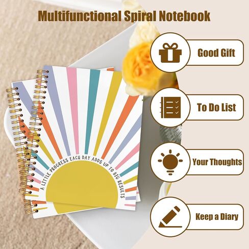 Boho Sunshine Inspirational Notebook ، مجلة اقتباس تحفيزي ، Colorful A A Little Progress كل يوم تأكيد إيجابي Journal Notebook Dourn in Kuwait
