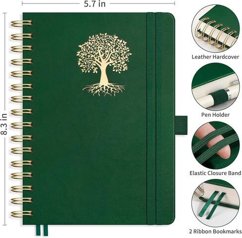 RETTACY Graph Grid Paper Notebook, 300 Pages, A5 Medium Size (5.7'' × 8.3''), 5 Squares per Inch, Leather Hardcover, 100 GSM Thick Paper, for School, Students, Math, Engineering (Light Green) in Kuwait