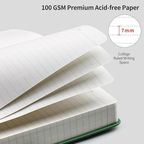 RETTACY Graph Grid Paper Notebook, 300 Pages, A5 Medium Size (5.7'' × 8.3''), 5 Squares per Inch, Leather Hardcover, 100 GSM Thick Paper, for School, Students, Math, Engineering (Light Green) in Kuwait