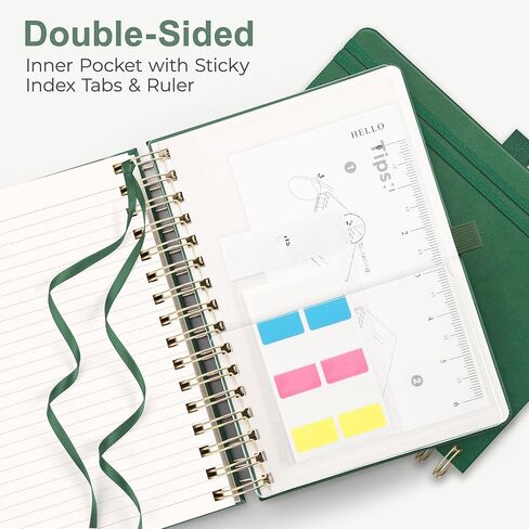 RETTACY Graph Grid Paper Notebook, 300 Pages, A5 Medium Size (5.7'' × 8.3''), 5 Squares per Inch, Leather Hardcover, 100 GSM Thick Paper, for School, Students, Math, Engineering (Light Green) in Kuwait