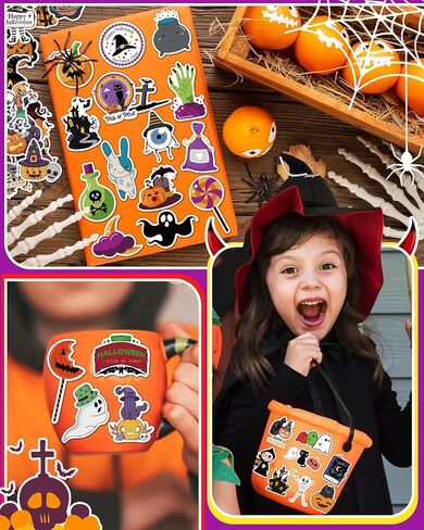 300 Pcs Halloween Pumpkin Stickers for Kids, Halloween Party Favors, Bulk Crafts Prizes & Goodie Bags Stuffers, Waterproof Vinyl Water Bottle Stikers Pack in Saudi Arabia