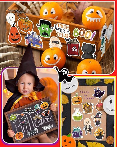 300 Pcs Halloween Pumpkin Stickers for Kids, Halloween Party Favors, Bulk Crafts Prizes & Goodie Bags Stuffers, Waterproof Vinyl Water Bottle Stikers Pack in Saudi Arabia