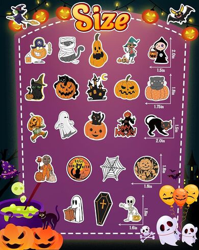 300 Pcs Halloween Pumpkin Stickers for Kids, Halloween Party Favors, Bulk Crafts Prizes & Goodie Bags Stuffers, Waterproof Vinyl Water Bottle Stikers Pack in Saudi Arabia