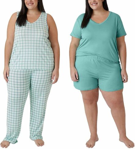 Eddie Bauer Women 4-Piece Pajama Set (as1, alpha, s, regular, regular, Gray/Blue) in Saudi Arabia