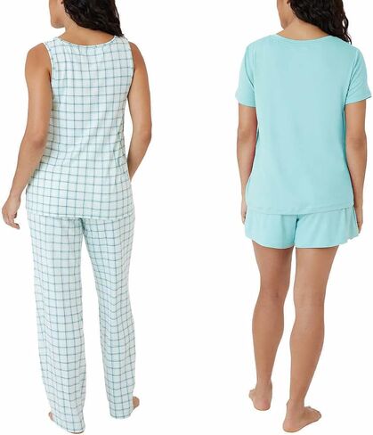 Eddie Bauer Women 4-Piece Pajama Set (as1, alpha, s, regular, regular, Gray/Blue) in Saudi Arabia