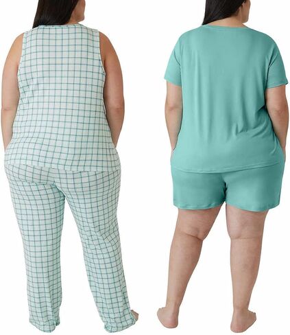 Eddie Bauer Women 4-Piece Pajama Set (as1, alpha, s, regular, regular, Gray/Blue) in Saudi Arabia