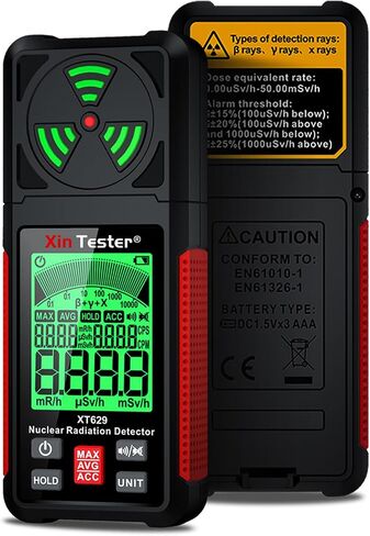 Geiger Counter Nuclear Radiation Detector, Portable Radiation Dosimeter Beta β Gamma γ X-ray Detection Meter for Food Industrial Medical with LCD Display 5 Dosage Units in Saudi Arabia