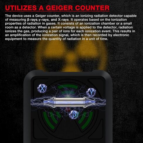 Geiger Counter Nuclear Radiation Detector, Portable Radiation Dosimeter Beta β Gamma γ X-ray Detection Meter for Food Industrial Medical with LCD Display 5 Dosage Units in Saudi Arabia