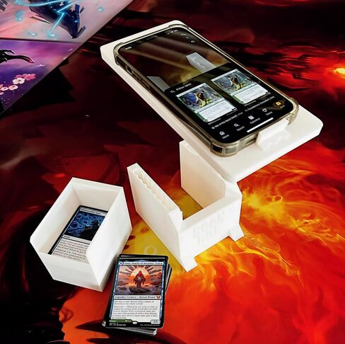 مربع المسح العالمي Stand For Trading Card Scan مع حبل الهاتف وبطاقة الشريحة Bin | متوافق مع tcgplayer ، مانابوكس والمزيد | صنع في الولايات المتحدة | يحمل 170+ بطاقة | وعرة وسهلة الاستخدام in Saudi Arabia