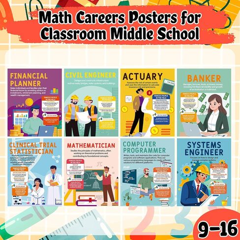 EYxsaxenk Math Posters for Classroom Middle School - 24Pcs Educational Math Career Awareness Posters 11.8x9.4in Paper Wall Art Prints for School Office Classroom Room Wall Decoration Teacher Supplies in Saudi Arabia