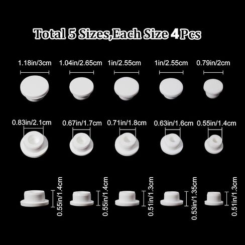 GORGECRAFT 20PCS 5 Sizes White Waterproof Silicone Stopper Bottle Seal Plug Tube Plug Reusable Replacement Bottle Stopper Silicone Hole Plug End Cover Caps Fit for 14 16 17 18 21 mm Hole in Saudi Arabia