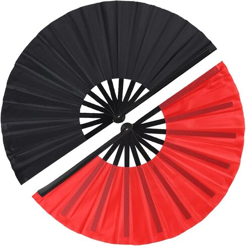 2 Pack Large Folding Hand Fan for Men/Women, Vintage Retro Fabric Fans, Chinese Kung Fu Tai Chi Hand Fan for Festival, Dance, Gift, Performance, Decorations (White) in Saudi Arabia