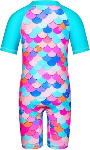 TFJH E Short Sleeve Girls Swimwear UV 50+ Rash Guard Sunsuits Beachwear Swimsuits 408 Rose Scale 8A in Saudi Arabia