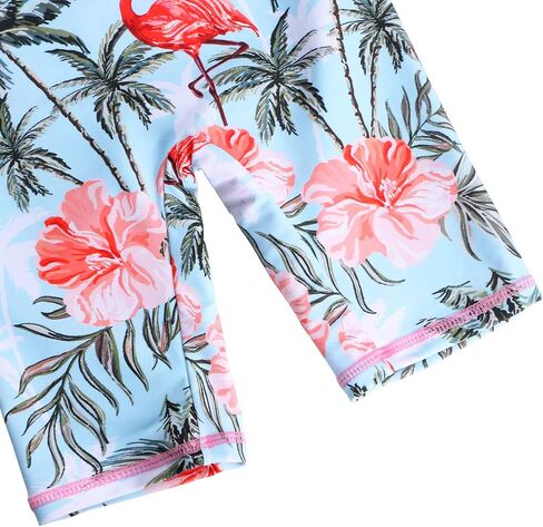 TFJH E Short Sleeve Girls Swimwear UV 50+ Rash Guard Sunsuits Beachwear Swimsuits 408 Rose Scale 8A in Saudi Arabia