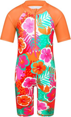 TFJH E Short Sleeve Girls Swimwear UV 50+ Rash Guard Sunsuits Beachwear Swimsuits 408 Rose Scale 8A in Saudi Arabia