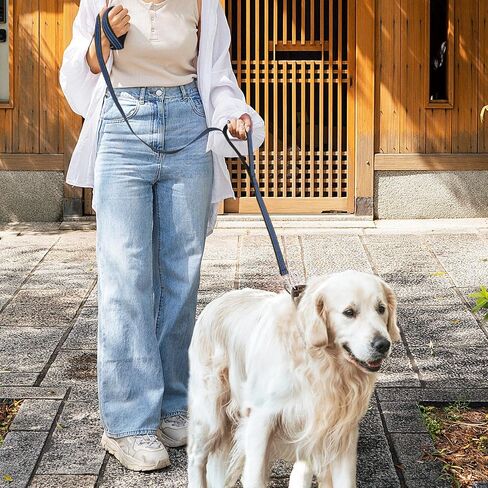 Magshion 60 inch (5 ft) Heavy Duty Dog Leash with 2 Comfortable Padded Handles, Traffic Handle for Extra Control, Reflective Walking Lead for Large, Medium and Small Breed Puppies, Navy Blue in Saudi Arabia