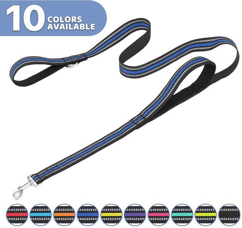 Magshion 60 inch (5 ft) Heavy Duty Dog Leash with 2 Comfortable Padded Handles, Traffic Handle for Extra Control, Reflective Walking Lead for Large, Medium and Small Breed Puppies, Navy Blue in Saudi Arabia