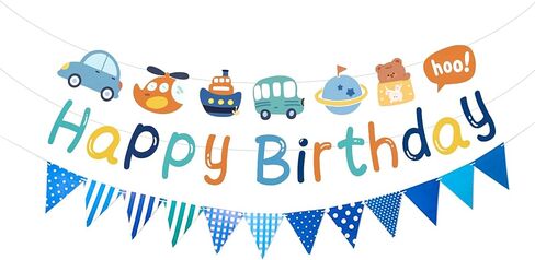 Birthday Decorations, Happy Birthday Banner Sign with Ice Cream Hanging Swirls Streamers, Lovely Happy Birthday Party Decorations for Kids Girls Boys in Kuwait