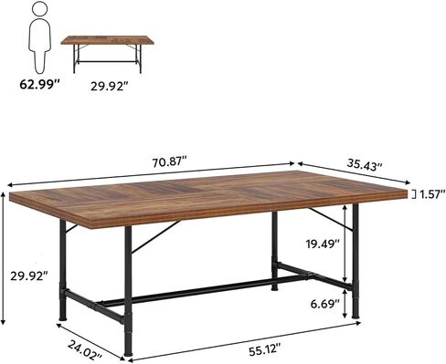 Tribesigns 8ft Conference Table ، 94.48L × 47.24W × 29.52H بوصة على شكل قارب مع طاولة اجتماعات مستطيل ، طاولة مجلس الإدارة الندوة الحديثة لغرفة المؤتمرات المكتبية (8 أقدام ، الجوز والأسود) in Kuwait