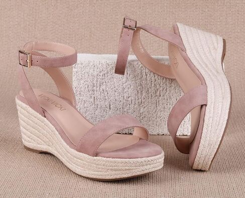 VICKI·VICKI Women's Platform Espadilles Wedge Beach Sandals Summer Sandals Open Toe Ankle Strap Sandals in Saudi Arabia