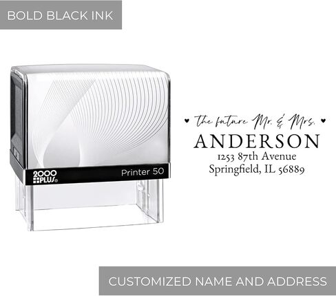 Personalized Wedding Return Address Stamp / 2000 Plus Self Inking Stamp/Future Mr and Mrs Black Ink Stamper/Made in The USA in Saudi Arabia